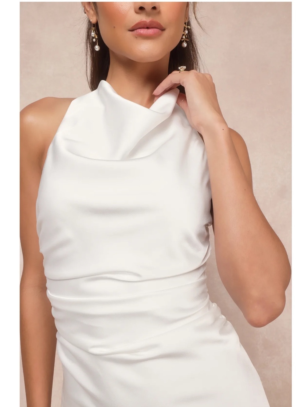 NWT Lulu’s Effortlessly Sensational White Satin Backless Maxi Wedding Dress L XL - Picture 6 of 11